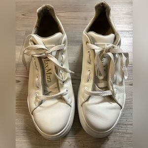 MaxMara Maxiv Leather Sneakers in Optical White